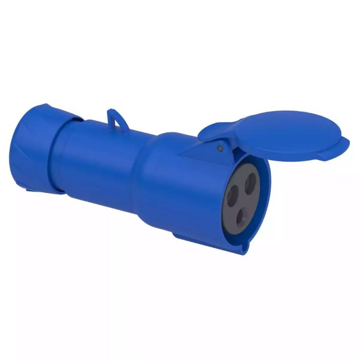 เต้ารับตัวเมีย SCHNEIDER PKY32M423 แบบกลางทาง 2PE สีน้ำเงิน 32A IP44  230V