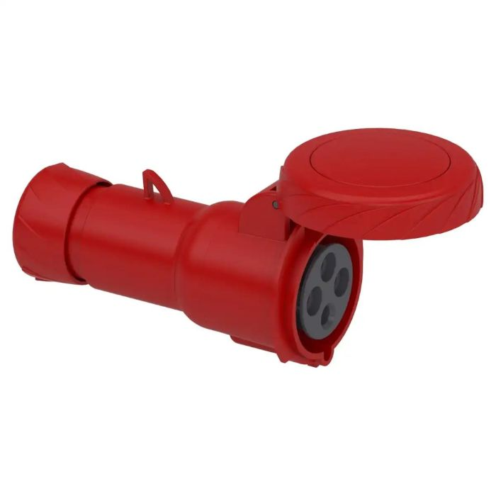 เต้ารับตัวเมีย SCHNEIDER PKY32M734 แบบกลางทาง 3PE สีแดง 32A IP67 400V