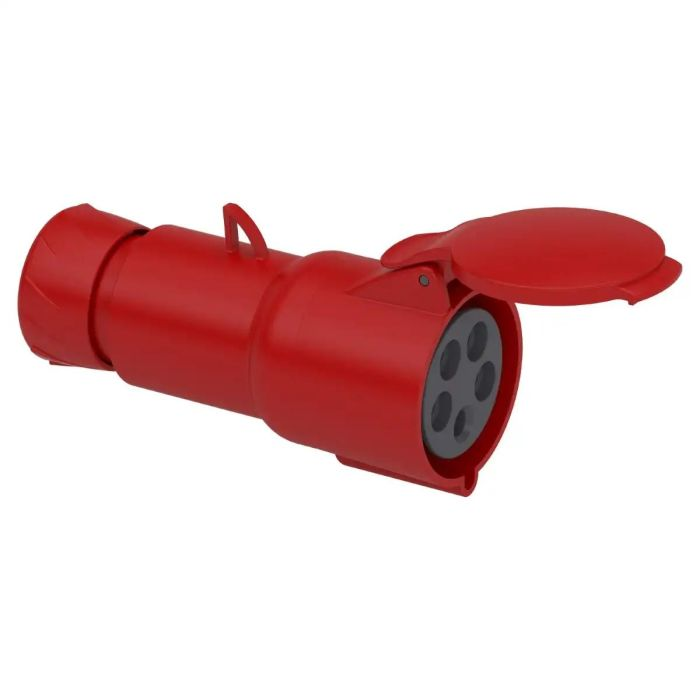 เต้ารับตัวเมีย SCHNEIDER PKY32M435 แบบกลางทาง 3PNE สีแดง 32A IP44 400V