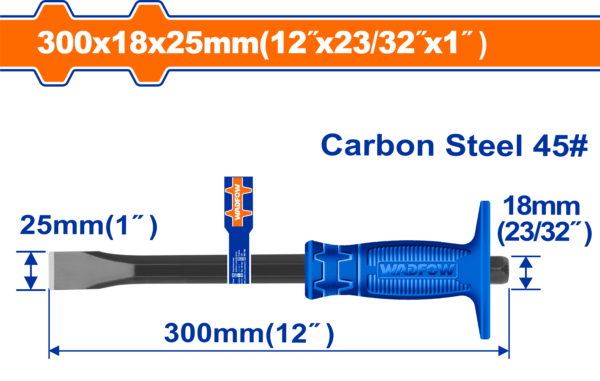 เหล็กสกัด ปากแบน WADFOW WCC1302 ขนาด 12 นิ้ว Carbon Steel