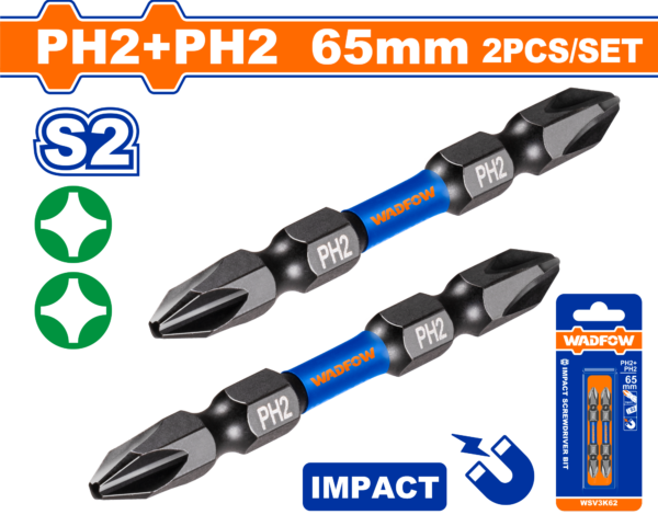 ดอกไขควงกระแทกแฉก WADFOW WSV3K62 ขนาด PH2PH2x65mm S2