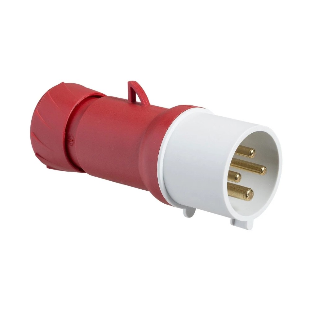 ปลั๊กตัวผู้ SCHNEIDER PKE16M434 แบบกลางทาง 3P E สีแดง 16A 400V