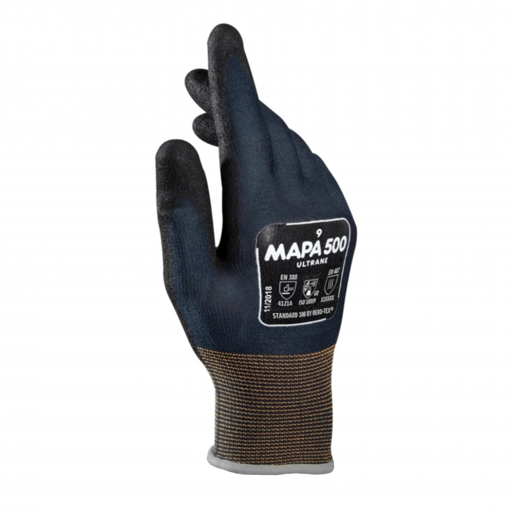 ถุงมือช่าง MAPA Ultrane 500 เบอร์ 8 M grip and proof OEKO TEX® สำหรับงานจารบีและน้ำมัน