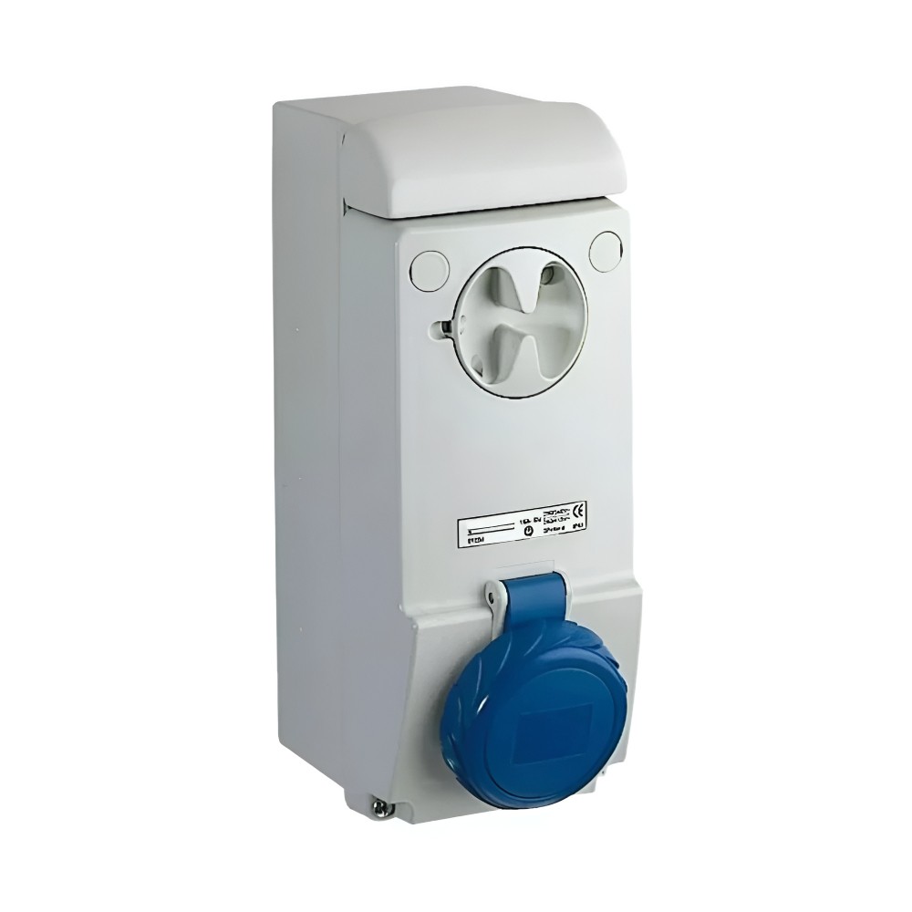 เต้ารับอุตสาหกรรม SCHNEIDER 83081 แบบติดผนังพร้อมสวิตช์อินเตอร์ล็อก 2P E 16 A 200 250V