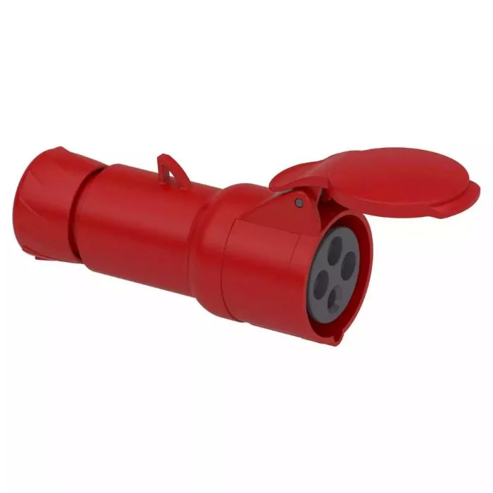 เต้ารับตัวเมีย SCHNEIDER PKY16M434 แบบกลางทาง 3P E สีแดง 16A 400V