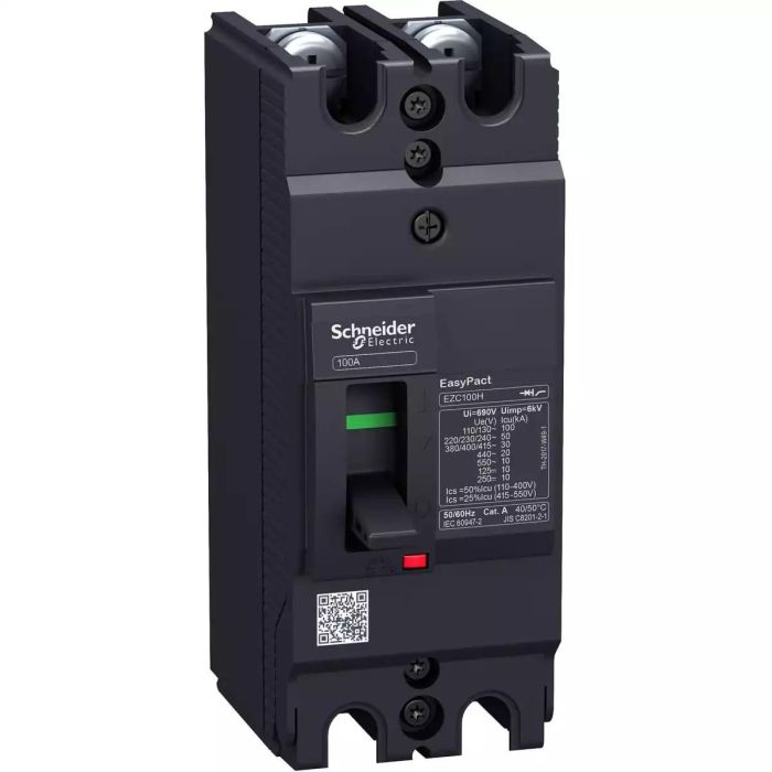 เซอร์กิตเบรกเกอร์ SCHNEIDER EZC100H2015T ขนาดเฟรม 100A  2P กระแสไฟฟ้า 15A 30kA