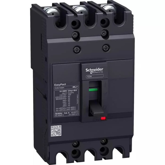 เซอร์กิตเบรกเกอร์ SCHNEIDER EZC100B3015T ขนาดเฟรม 100A  3P กระแสไฟฟ้า 15A 75kA