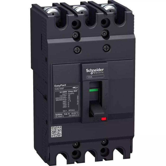 เซอร์กิตเบรกเกอร์ SCHNEIDER EZC100F3075T ขนาดเฟรม 100A  3P กระแสไฟฟ้า 75A 10kA