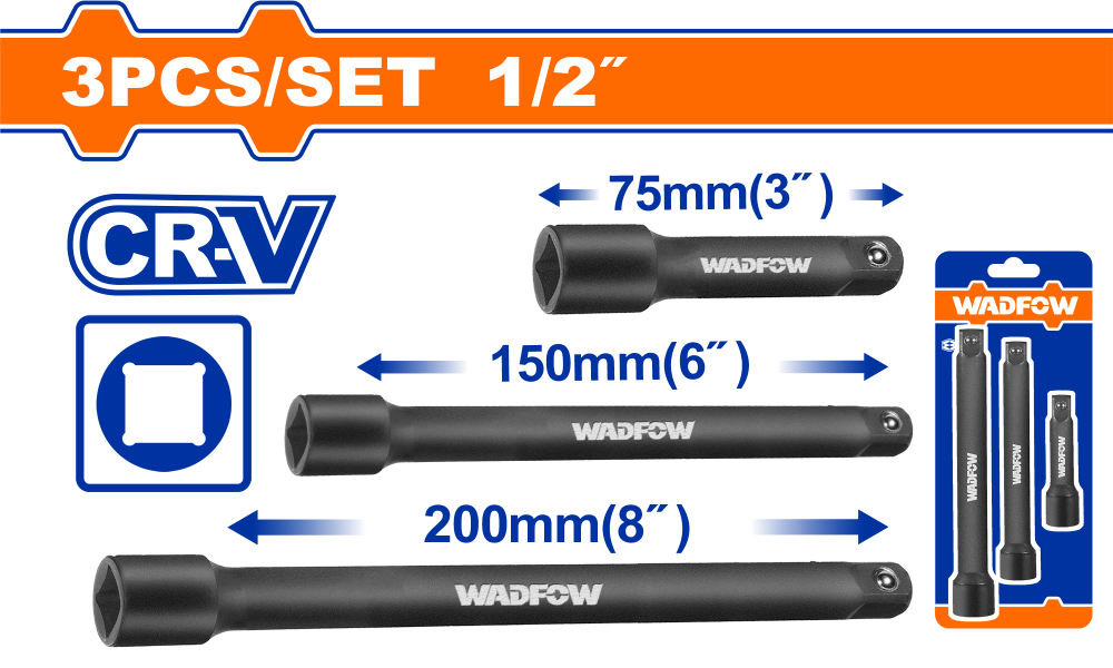 ชุดข้อต่อบล็อกลม 3 ชิ้น WADFOW 12 นิ้ว CRV WMS7403 ชุดข้อต่อบล็อกลม 3 ชิ้น WADFOW 12 นิ้ว CRV WMS7403