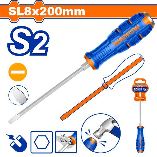 ไขควงตอก ปากแบน WADFOW SL8x200mm S2 WQJ1288 ไขควงตอก ปากแบน WADFOW SL8x200mm S2 WQJ1288