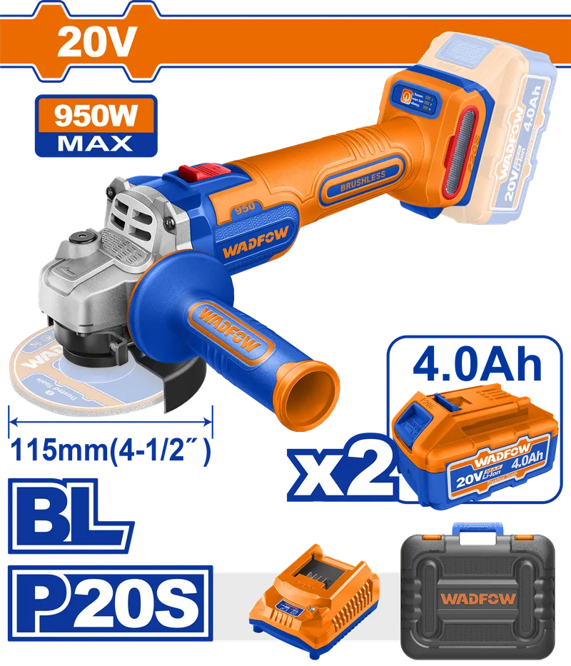 เครื่องเจียรไร้สาย WADFOW  WLAPB512  20V  2 battery  เครื่องเจียรไร้สาย WADFOW  WLAPB512  20V  2 battery