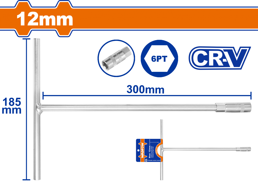 บล็อกตัว T WADFOW 12mm CRV WTH1112 บล็อกตัว T WADFOW 12mm CRV WTH1112