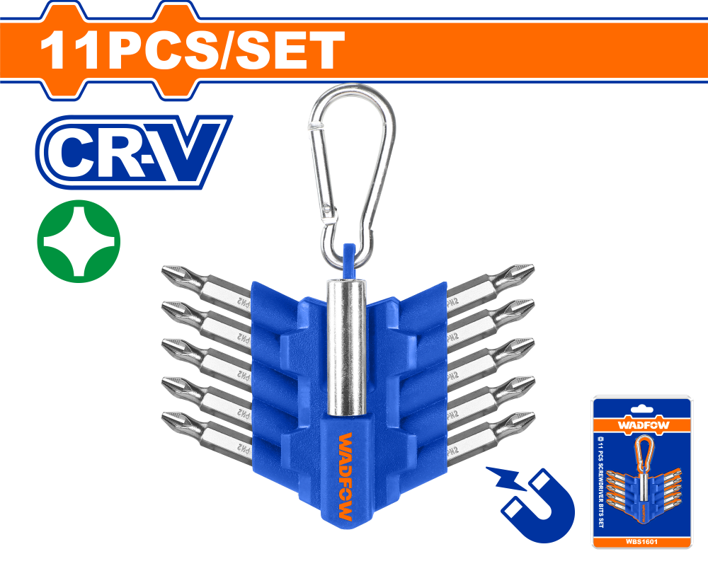 ชุดดอกไขควง 11 ชิ้น WADFOW CRV WBS1602 ชุดดอกไขควง 11 ชิ้น WADFOW CRV WBS1602