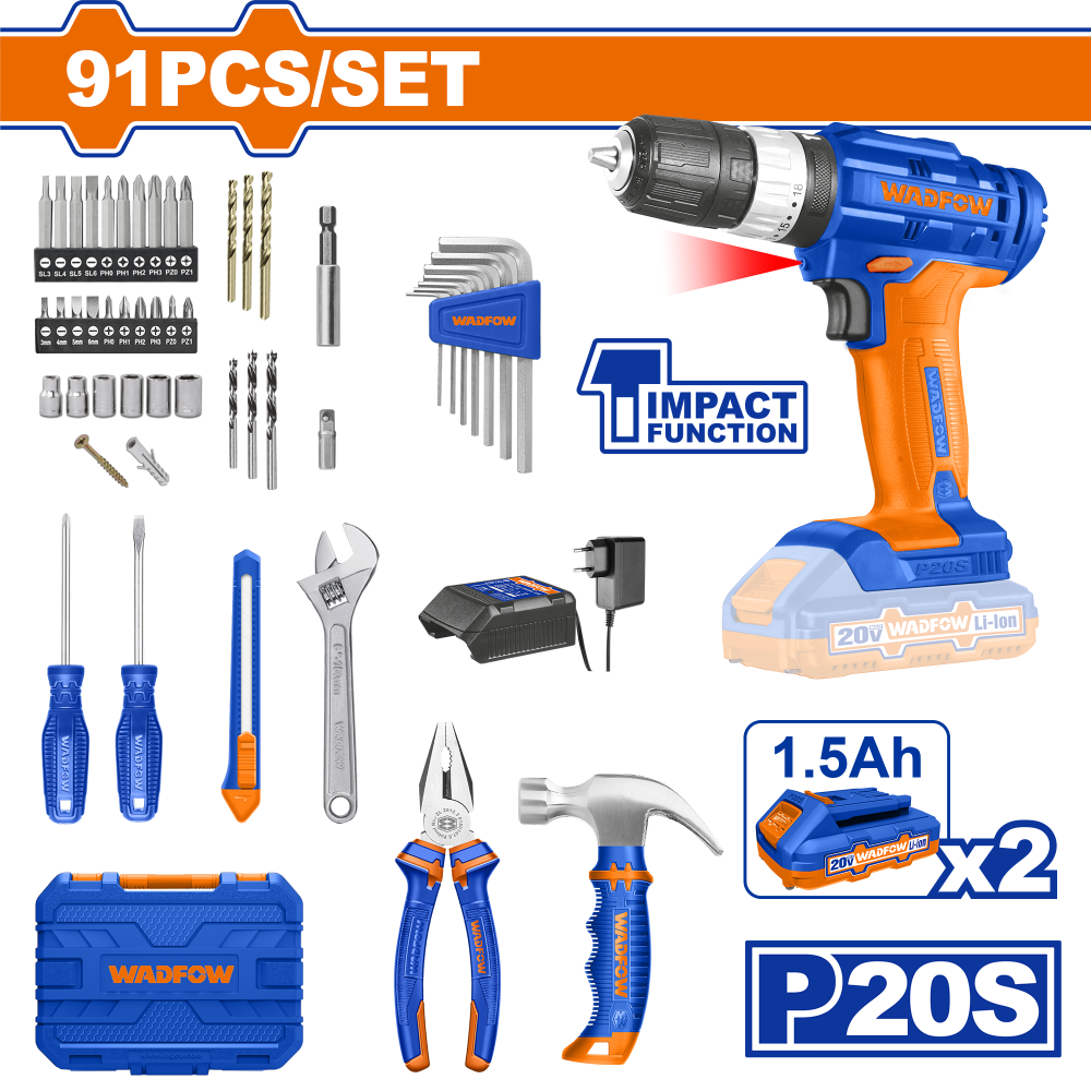 ชุดเครื่องมือ 91 ชิ้น WADFOW WDT1B90 ชุดเครื่องมือ 91 ชิ้น WADFOW WDT1B90