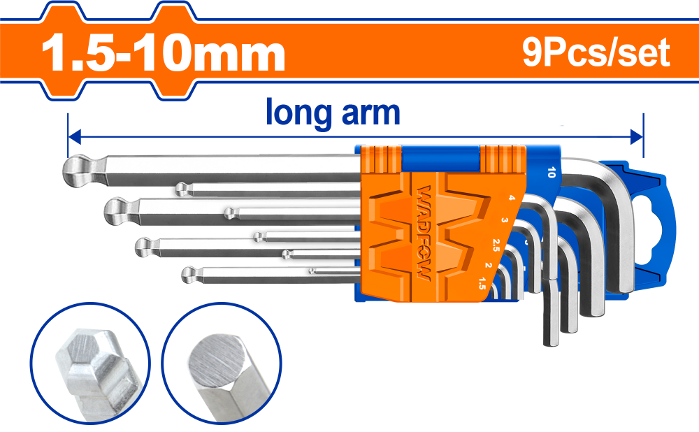 ประแจหกเหลี่ยม หัวบอล WADFOW CRV WHK2291 ประแจหกเหลี่ยม หัวบอล WADFOW CRV WHK2291
