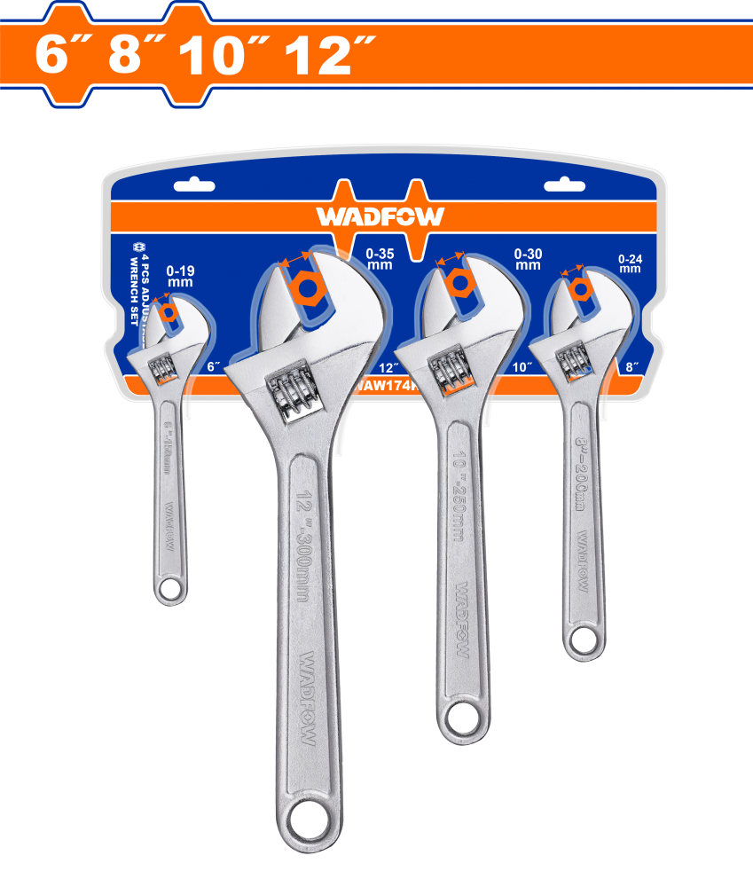 ชุดประแจเลื่อน 4 ชิ้น WADFOW WAW174K ชุดประแจเลื่อน 4 ชิ้น WADFOW WAW174K