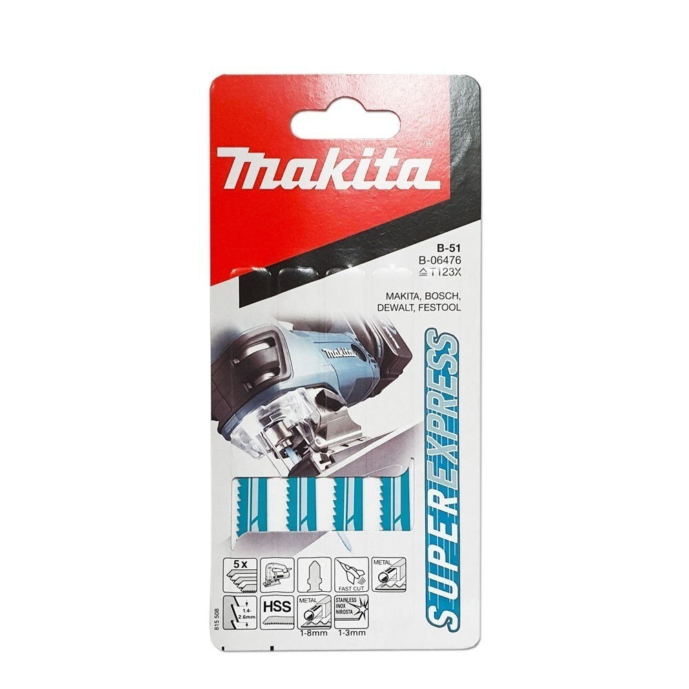 ใบจิ๊กซอ MAKITA B 06476 B Type Super Express No B 51 ความยาว 100 มม 9 8 18 1 PTI   แพ็ค 5 ใบ  ใบจิ๊กซอ MAKITA B 06476 B Type Super Express No B 51 ความยาว 100 มม 9 8 18 1 PTI   แพ็ค 5 ใบ