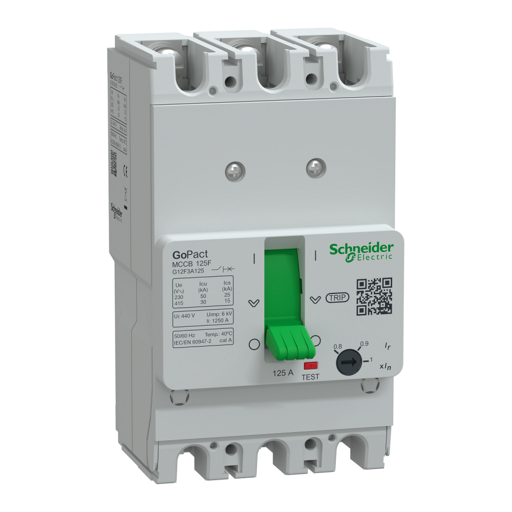 เซอร์กิตเบรกเกอร์ MCCB 125 SCHNEIDER G12F3A125 ป้องกันความร้อนแบบปรับได้ 3P กระแสไฟ 125A  30kA  เซอร์กิตเบรกเกอร์ MCCB 125 SCHNEIDER G12F3A125 ป้องกันความร้อนแบบปรับได้ 3P กระแสไฟ 125A  30kA
