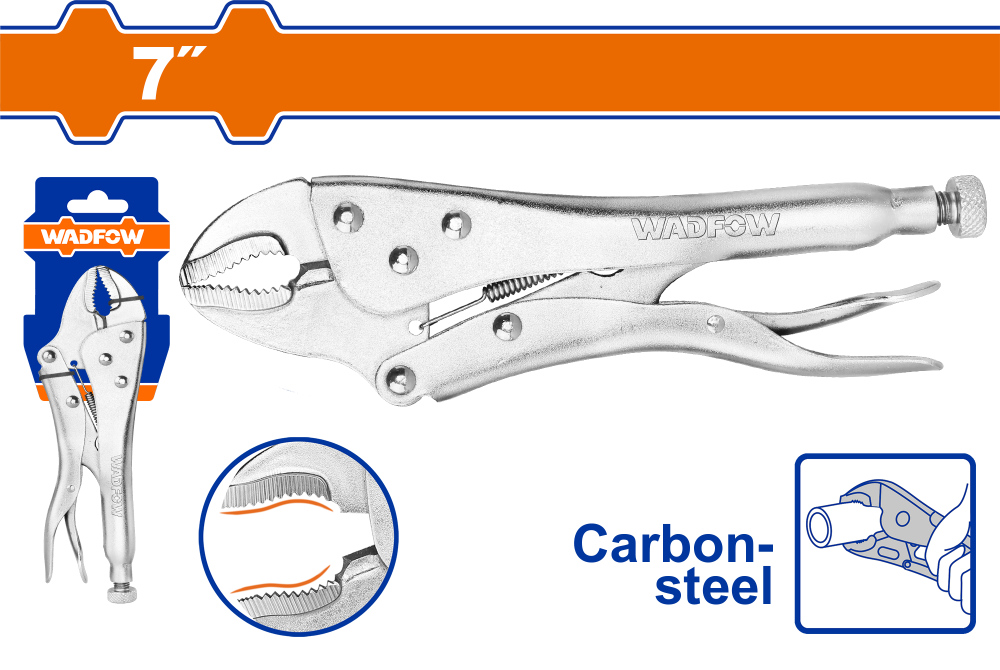 คีมล็อคปากโค้ง WADFOW 7 นิ้ว WLP1C07 คีมล็อคปากโค้ง WADFOW 7 นิ้ว WLP1C07