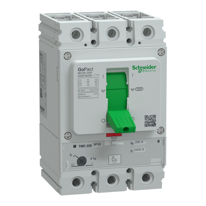 เซอร์กิตเบรกเกอร์ MCCB 250 SCHNEIDER G25F3A200 ป้องกันความร้อนแบบปรับได้ 3P กระแสไฟ 200A 36kA