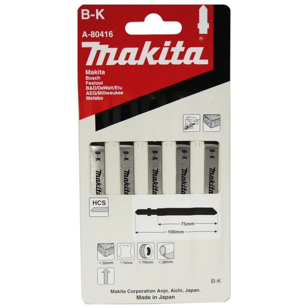  ใบจิ๊กซอ MAKITA A 80416 B Type No B K ความยาว 100 มม    แพ็ค 5 ใบ 