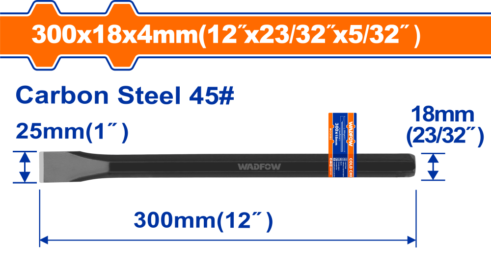 เหล็กสกัด ปากแบน WADFOW 12 นิ้ว Carbon Steel WCC0301