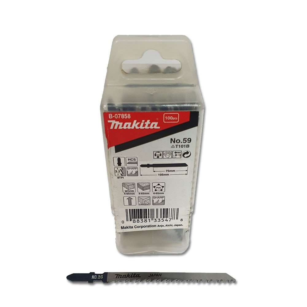  ใบจิ๊กซอ MAKITA B 07858  B Type No B 59 ความยาว 105 มม  8 TPI   แพ็ค 100 ใบ  