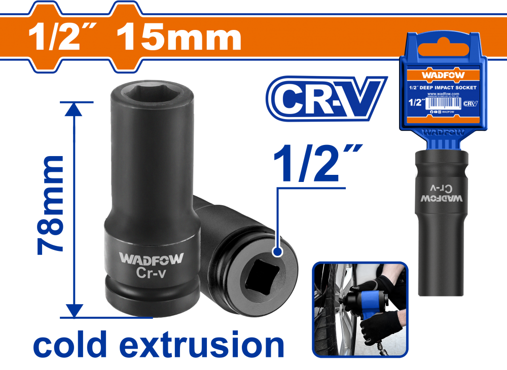 ลูกบล็อกลมยาว WADFOW 12 นิ้วx15mm CRV WMS3215 ลูกบล็อกลมยาว WADFOW 12 นิ้วx15mm CRV WMS3215
