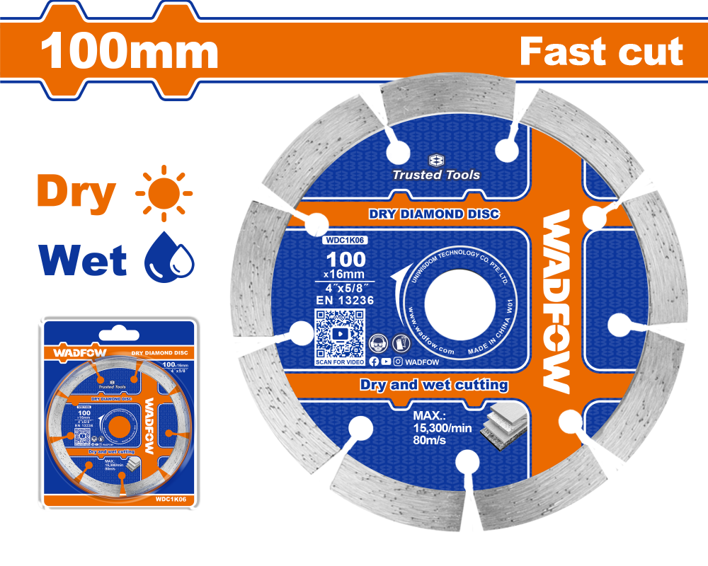 ใบตัดเพชร แบบแห้ง WADFOW 4 นิ้ว WDC1K06