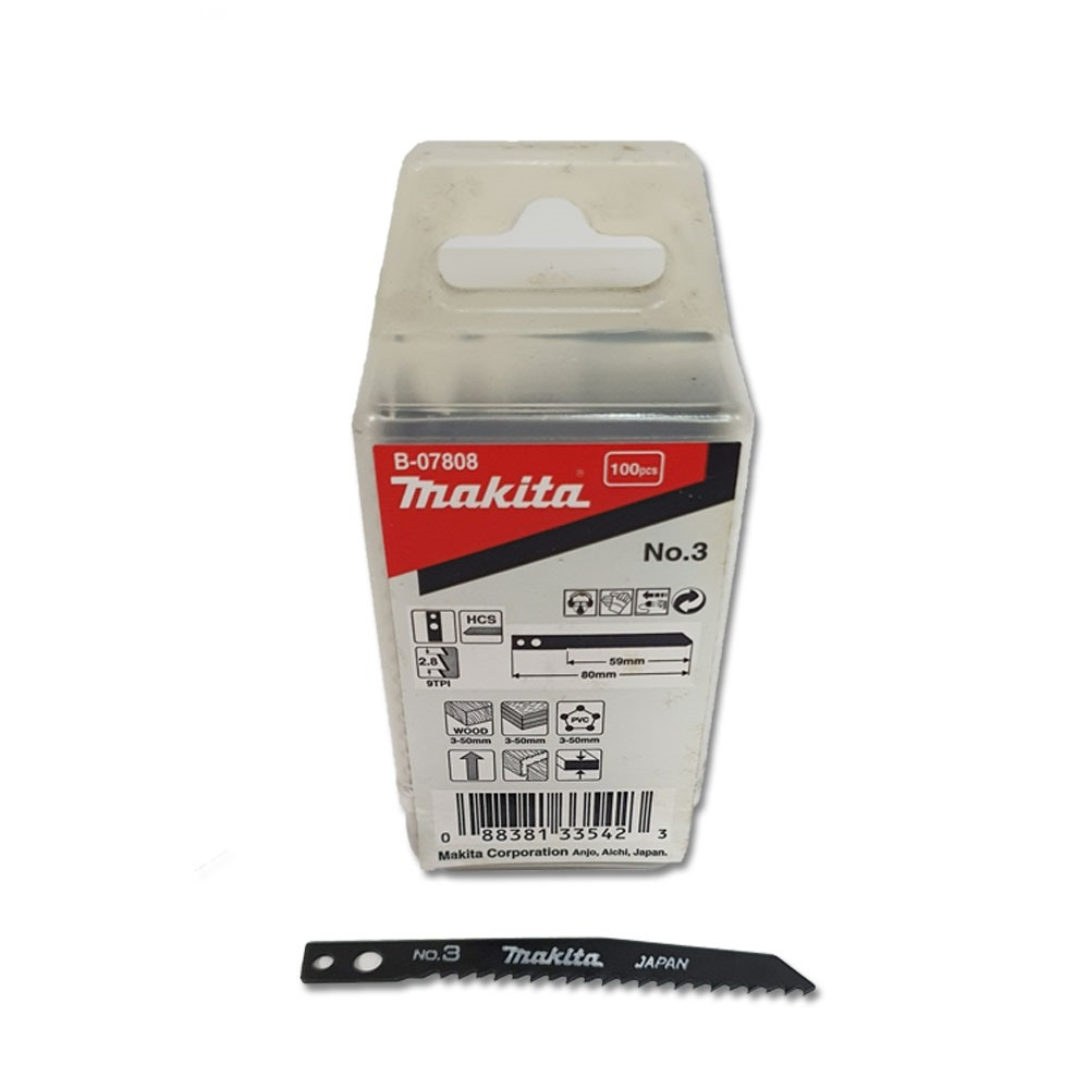  ใบจิ๊กซอ MAKITA B 07808  M Type No B 3 ความยาว 80 มม  9 TPI   แพ็ค 100 ใบ  