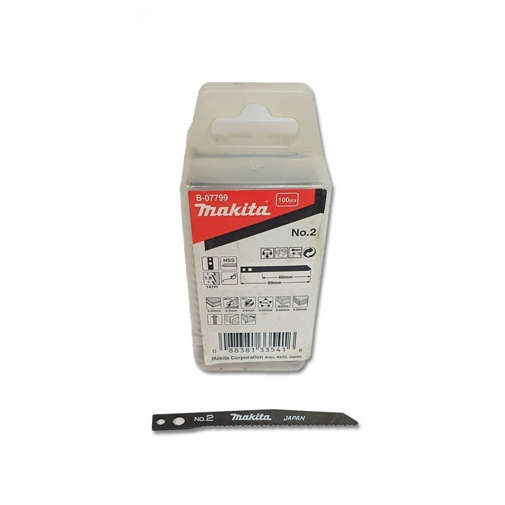  ใบจิ๊กซอ MAKITA B 07799  M Type No B 2 ความยาว 80 มม  14 TPI   แพ็ค 100 ใบ  