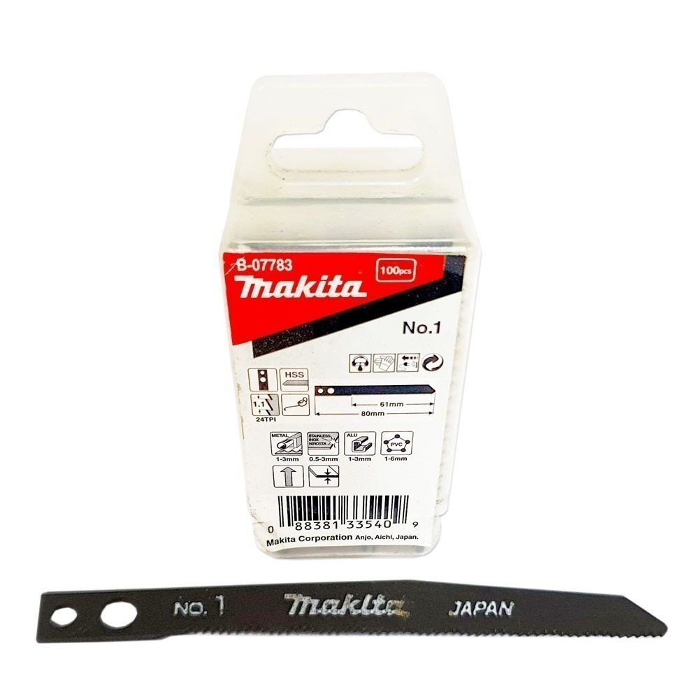  ใบจิ๊กซอ MAKITA B 07783  M Type No B 1 ความยาว 80 มม  24 TPI   แพ็ค 100 ใบ  