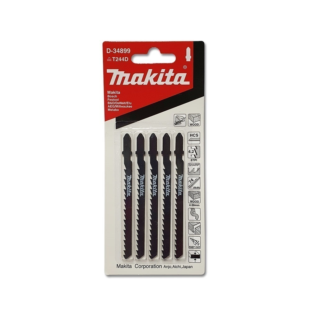 ใบจิ๊กซอ MAKITA D 34899 B Type No B 17 T244D ความยาว 100 มม  6 TPI   แพ็ค 5 ใบ    ใบจิ๊กซอ MAKITA D 34899 B Type No B 17 T244D ความยาว 100 มม  6 TPI   แพ็ค 5 ใบ