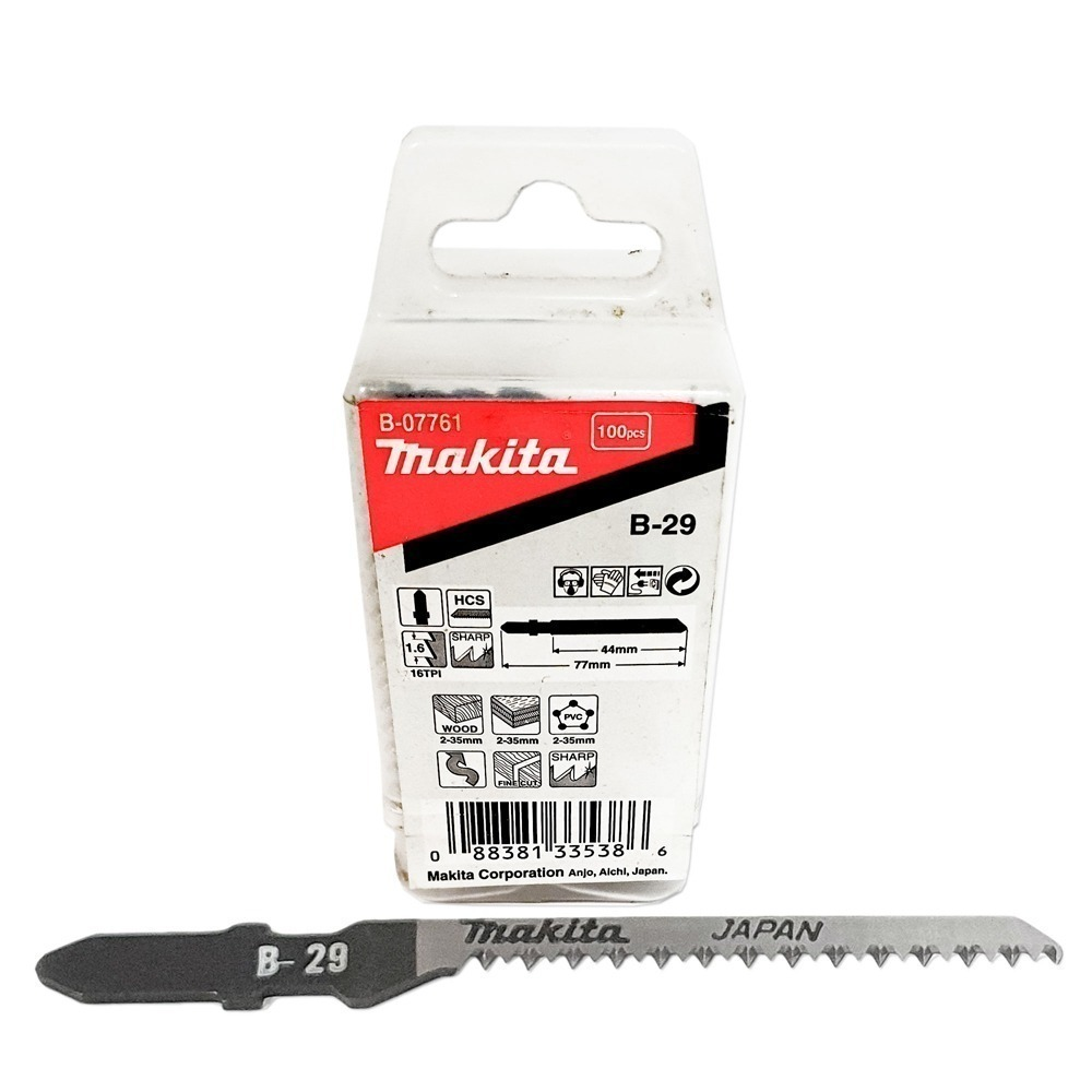  ใบจิ๊กซอ MAKITA B 07761 B Type No B 29  ความยาว 77 มม  16 TPI   แพ็ค 100 ใบ  