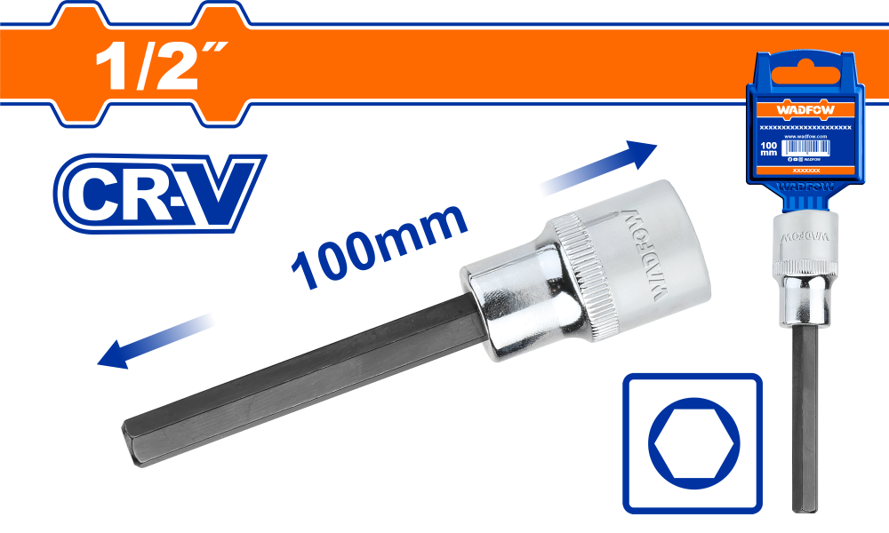 ลูกบล็อกเดือยโผล่ หกเหลี่ยม WADFOW 12 นิ้ว CRV WSC5209 ลูกบล็อกเดือยโผล่ หกเหลี่ยม WADFOW 12 นิ้ว CRV WSC5209