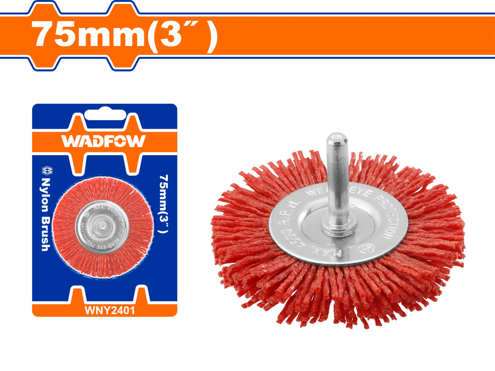 แปรงลวดไนลอนแบบกลม WADFOW 3 นิ้ว WNY2401 แปรงลวดไนลอนแบบกลม WADFOW 3 นิ้ว WNY2401