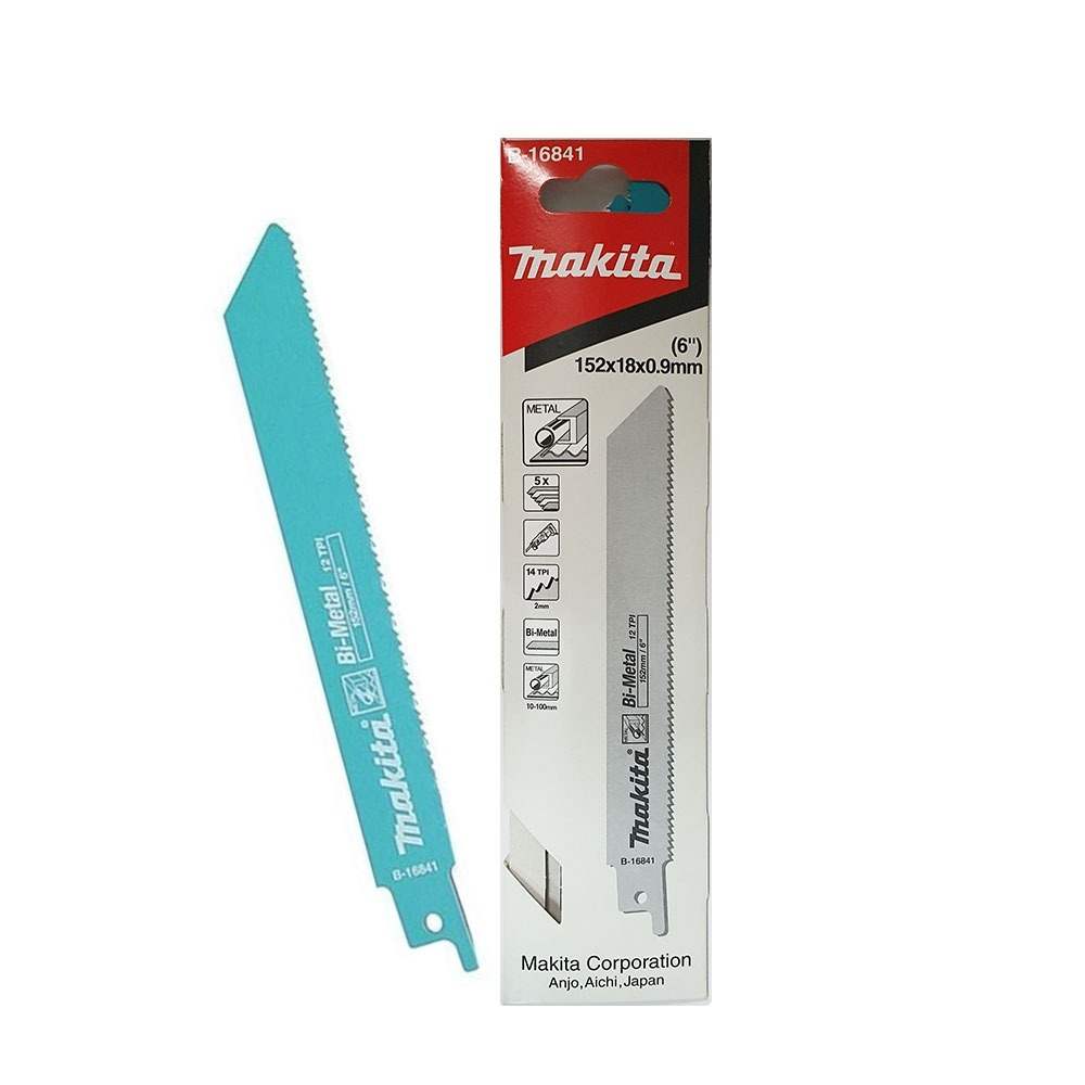 ใบเลื่อยชัก  MAKITA B 16841 ความยาว  152 มม  14 TPI  BIM   แพ็ค 5 ใบ  ใบเลื่อยชัก  MAKITA B 16841 ความยาว  152 มม  14 TPI  BIM   แพ็ค 5 ใบ