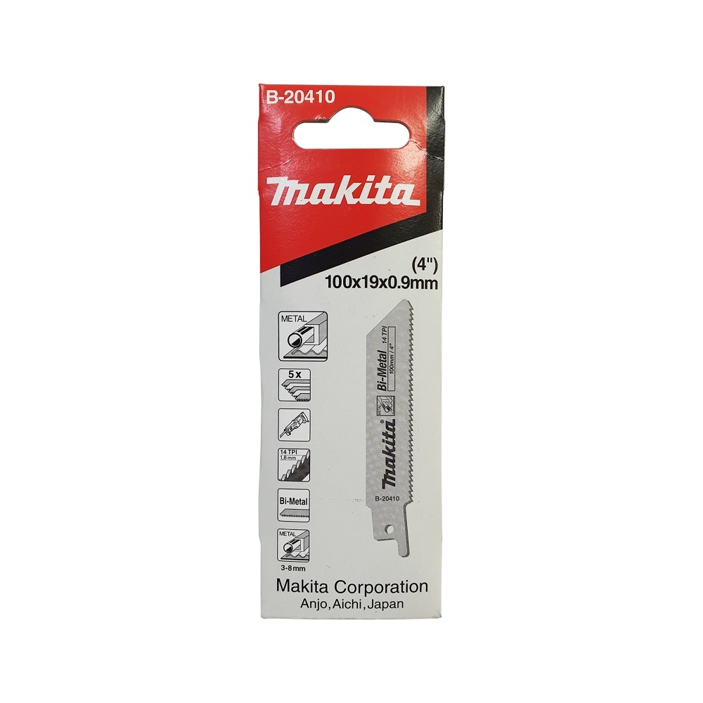 ใบเลื่อยชัก  MAKITA B 20410 ความยาว  100 มม  14 TPI  BIM   แพ็ค 5 ใบ  ใบเลื่อยชัก  MAKITA B 20410 ความยาว  100 มม  14 TPI  BIM   แพ็ค 5 ใบ