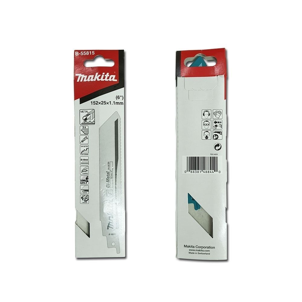 ใบเลื่อยชัก  MAKITA B 55815 ความยาว  152 มม  14 18 TPI  BIM   แพ็ค 5 ใบ  