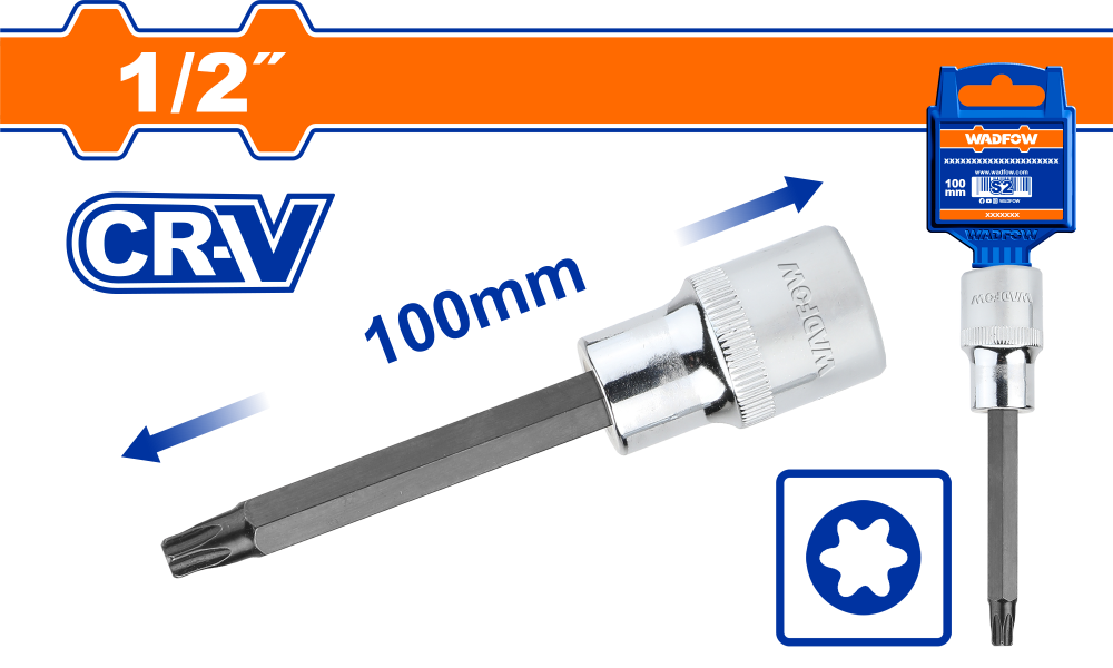 ลูกบล็อกเดือยโผล่ หกเหลี่ยมทอร์ค WADFOW 12 นิ้ว CRV WSC5219 ลูกบล็อกเดือยโผล่ หกเหลี่ยมทอร์ค WADFOW 12 นิ้ว CRV WSC5219