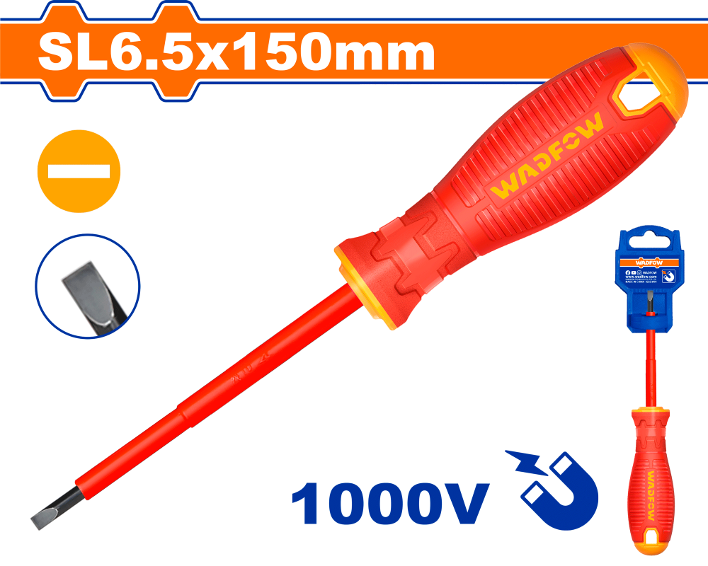 ไขควงแบน VDE WADFOW SL65x150mm CRV WSD7266