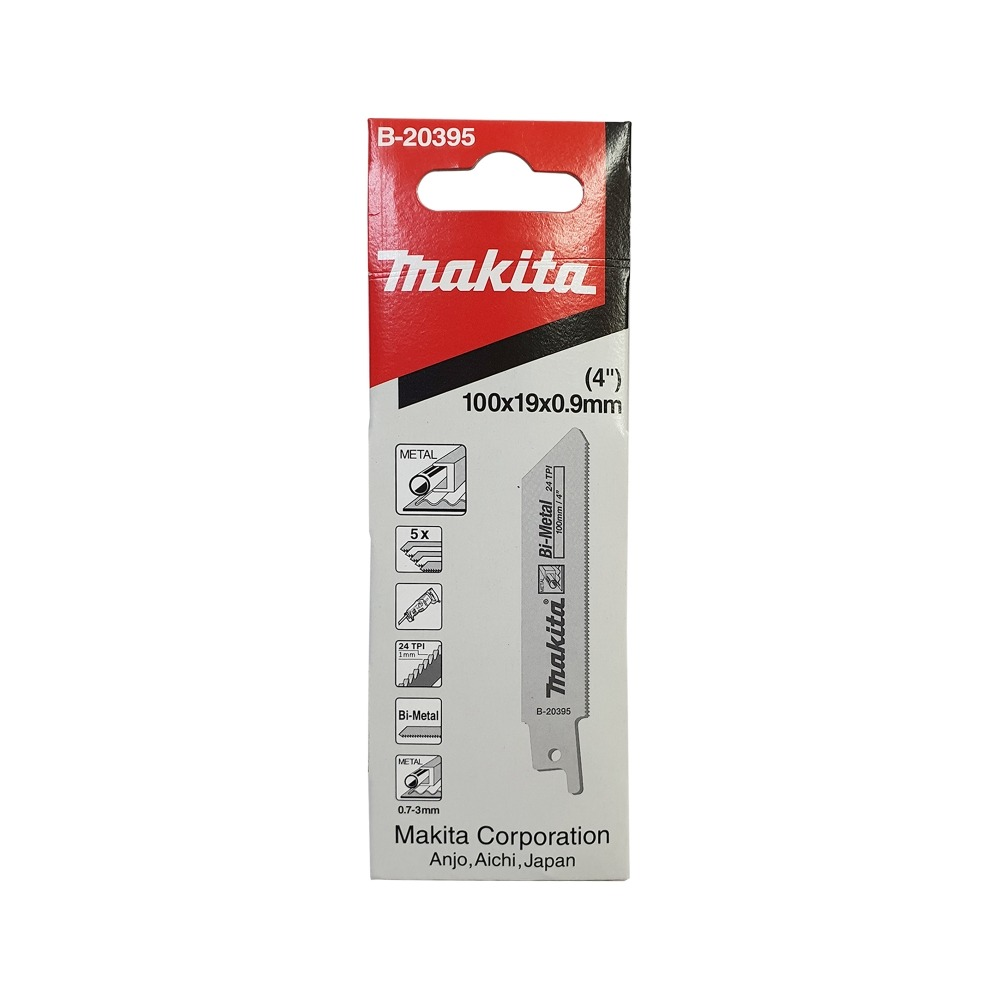 ใบเลื่อยชัก  MAKITA B 20395 ความยาว  100 มม  24 TPI  BIM   แพ็ค 5 ใบ  