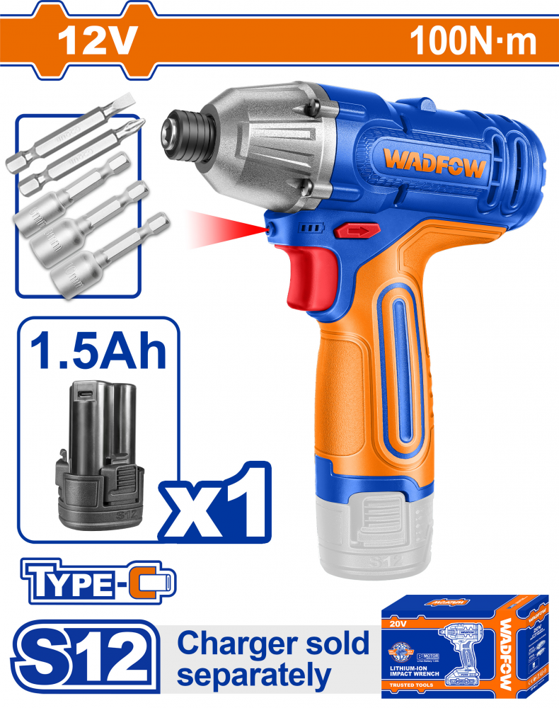 ไขควงกระแทกไร้สาย 12V WADFOW 12V WCD25101