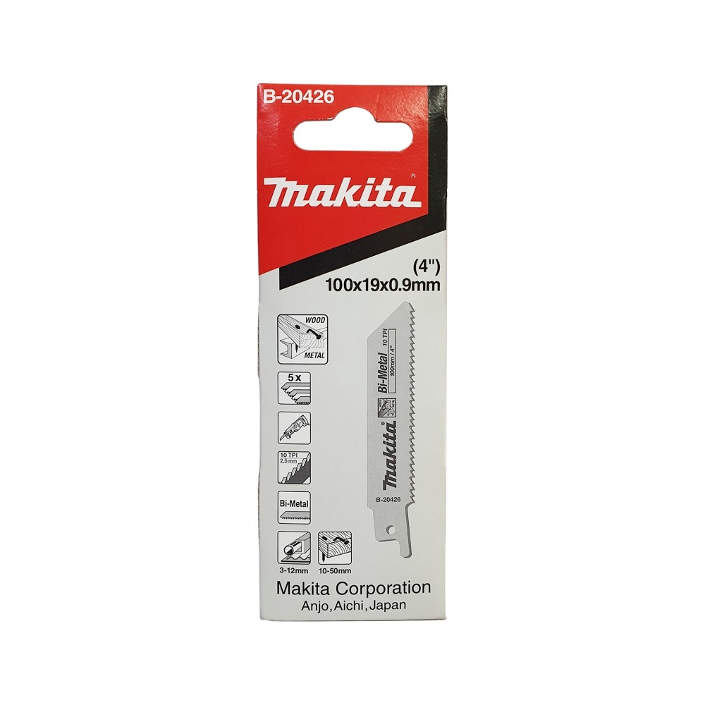 ใบเลื่อยชัก  MAKITA B 20426 ความยาว  100 มม  10 TPI  BIM   แพ็ค 5 ใบ  