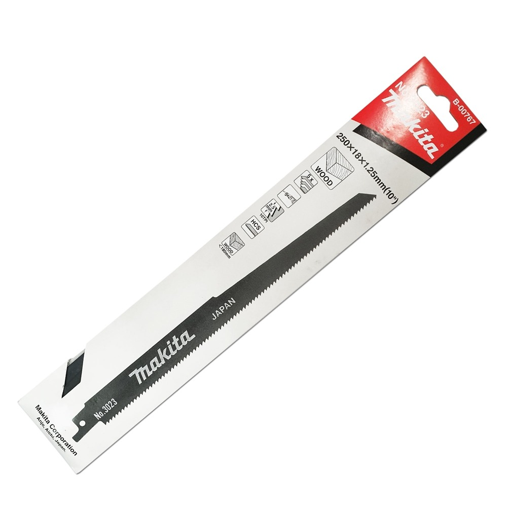 ใบเลื่อยชัก  MAKITA B 00767 No 3023 ความยาว  250 มม  10 TPI    แพ็ค 5 ใบ   ใบเลื่อยชัก  MAKITA B 00767 No 3023 ความยาว  250 มม  10 TPI    แพ็ค 5 ใบ