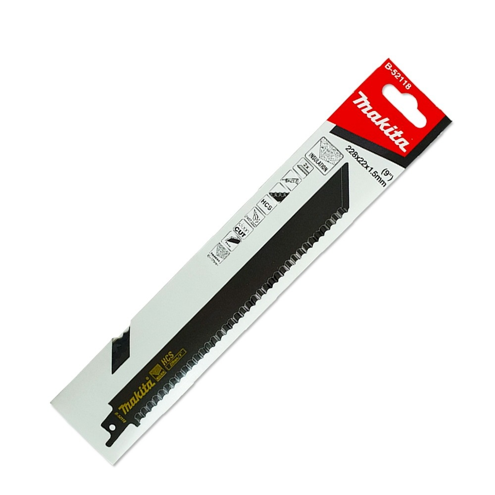 ใบเลื่อยชัก  MAKITA B 52118 ความยาว  225 มม  0 TPI HCS    แพ็ค 2 ใบ   ใบเลื่อยชัก  MAKITA B 52118 ความยาว  225 มม  0 TPI HCS    แพ็ค 2 ใบ