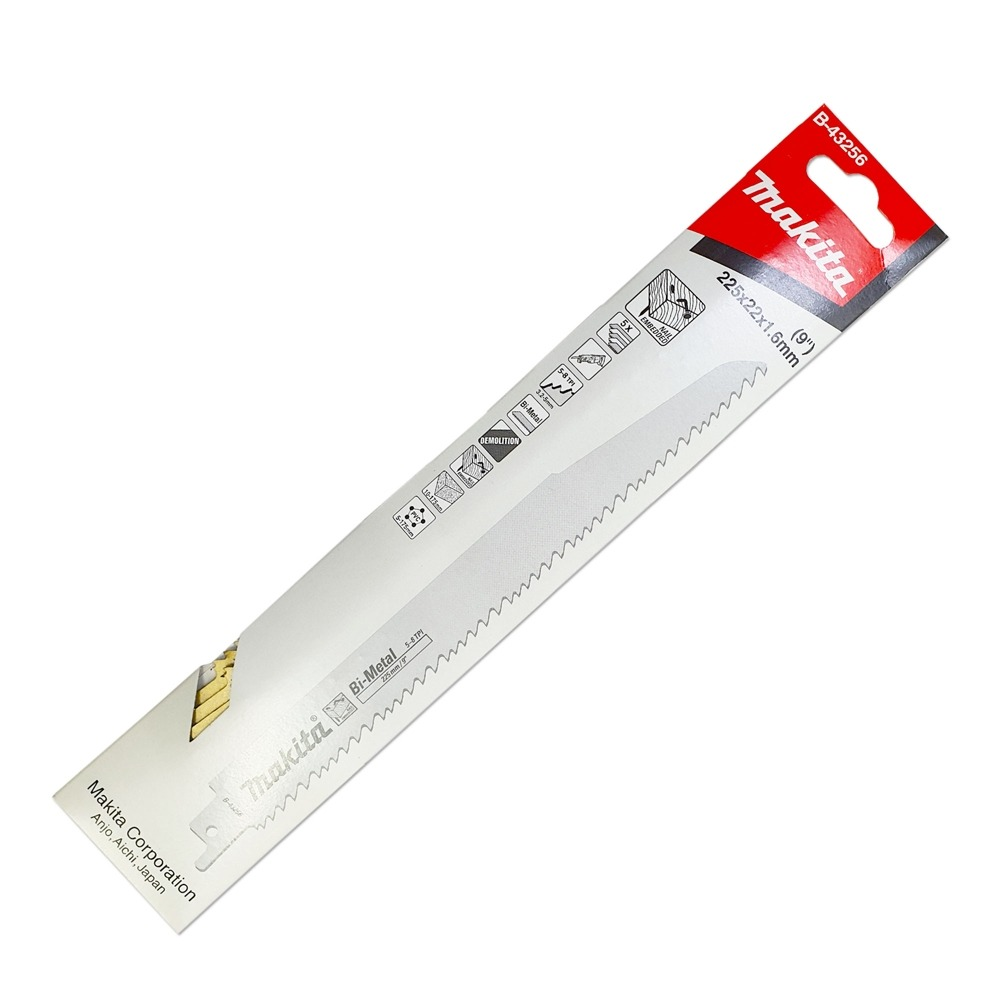 ใบเลื่อยชัก  MAKITA B 43256 ความยาว  225 มม  5 8 TPI BIM    แพ็ค 5 ใบ  