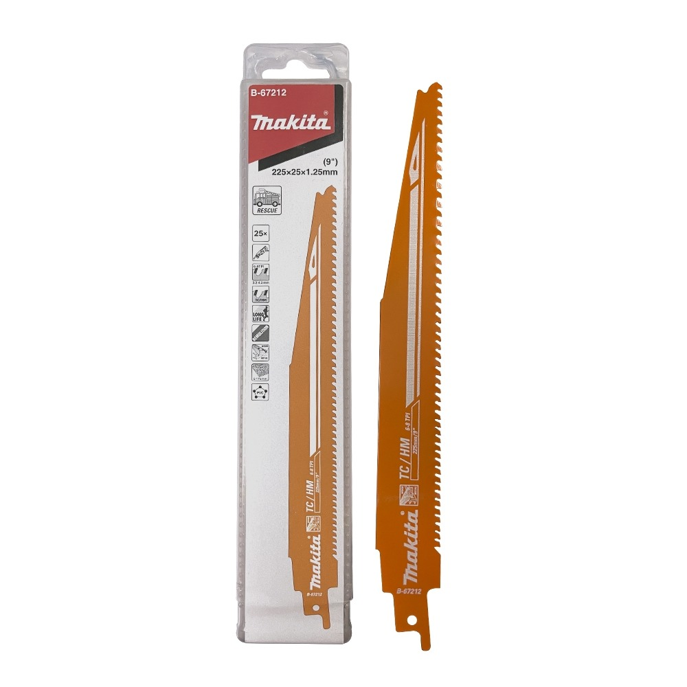 ใบเลื่อยชัก  MAKITA B 67212 ความยาว  228 มม  6 8 TPI กู้ภัย   แพ็ค 25 ใบ  