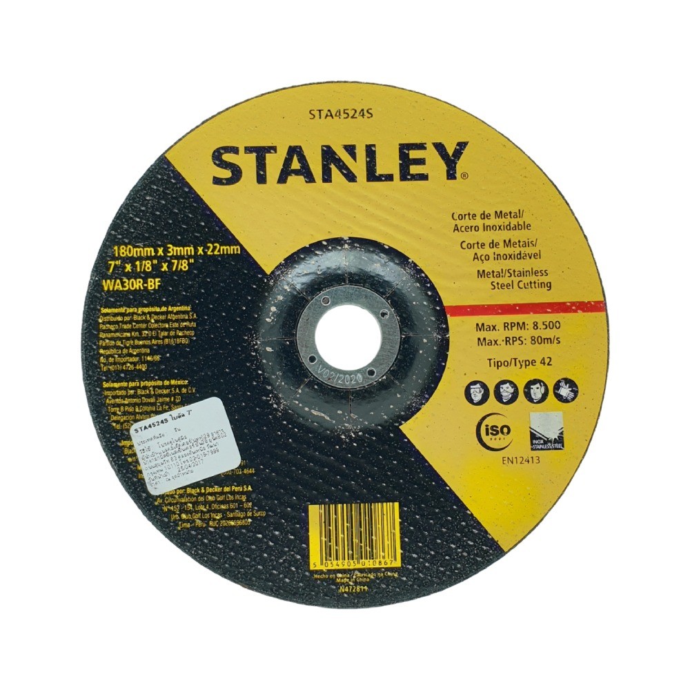 ใบตัดสแตนเลส STANLEY STA4524S 7 นิ้ว 180x3x22 มม 