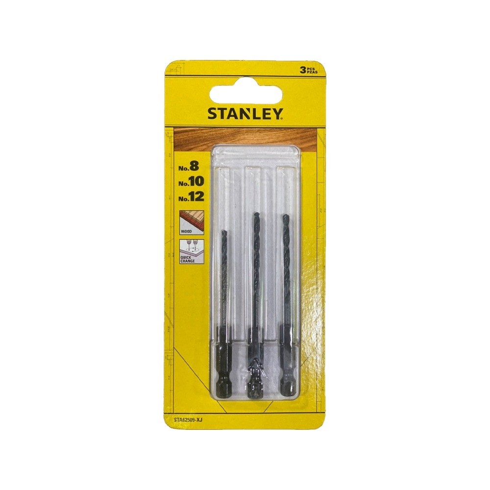 ดอกสว่านเจาะเหล็กก้านหกเหลี่ยม STANLEY STA62509 XJ ขนาด 8  9  10 มม 